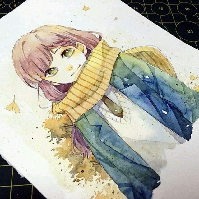 Рисунки акварелью аниме