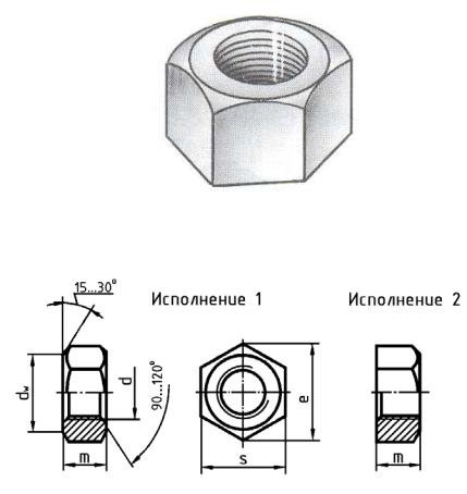 Эскиз шестигранной гайки