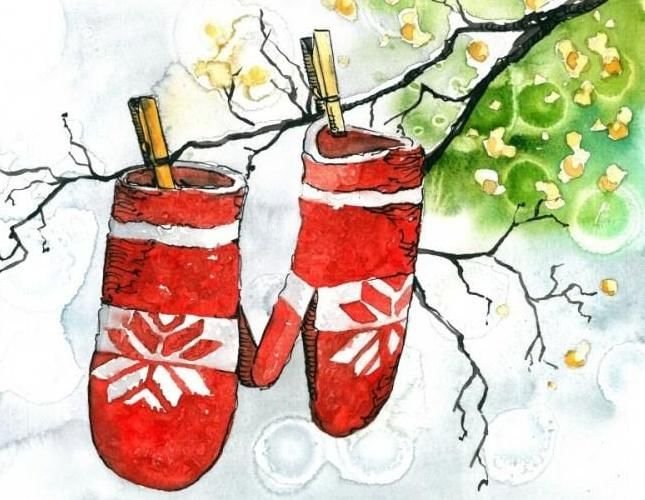 Новогодние рисунки красками