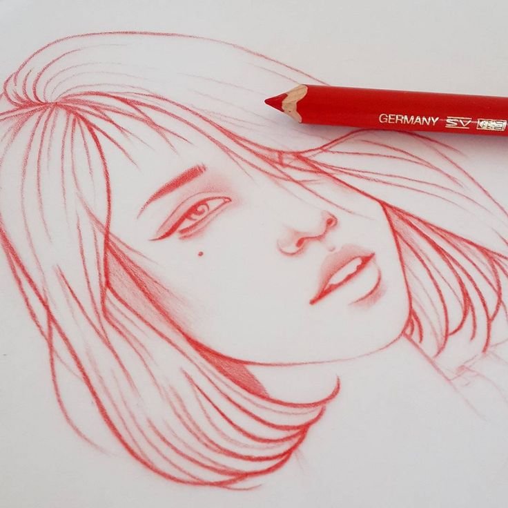 Рисунки красным карандашом