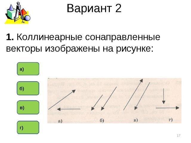 Коллинеарные сонаправленные векторы
