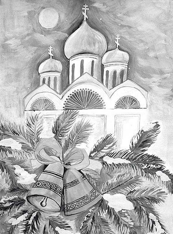 Рождество рисунок карандашом