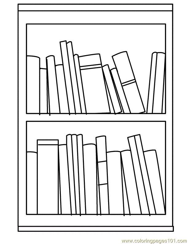 Книжная полка раскраска для детей