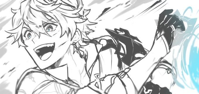 Тарталья Геншин раскраска