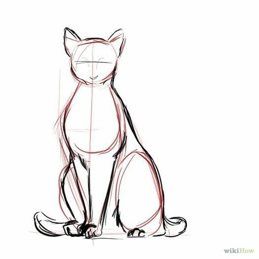 Сидячая кошка рисунок