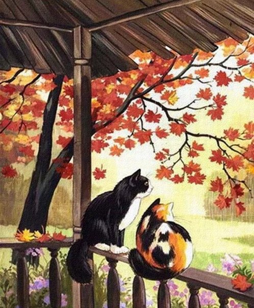 Осенний пейзаж с котом