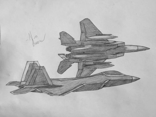 Военный самолет карандашом