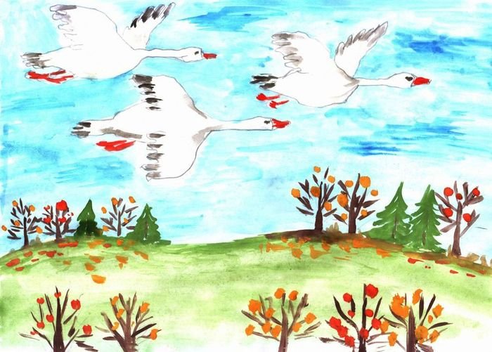 Детские рисунки перелетных птиц