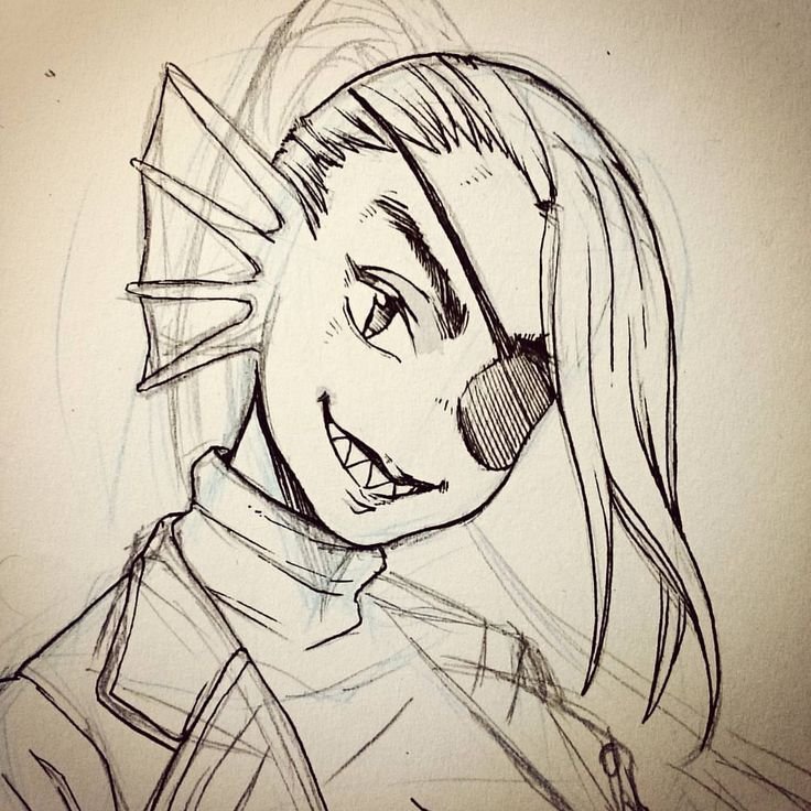 Undyne рисунок карандашом