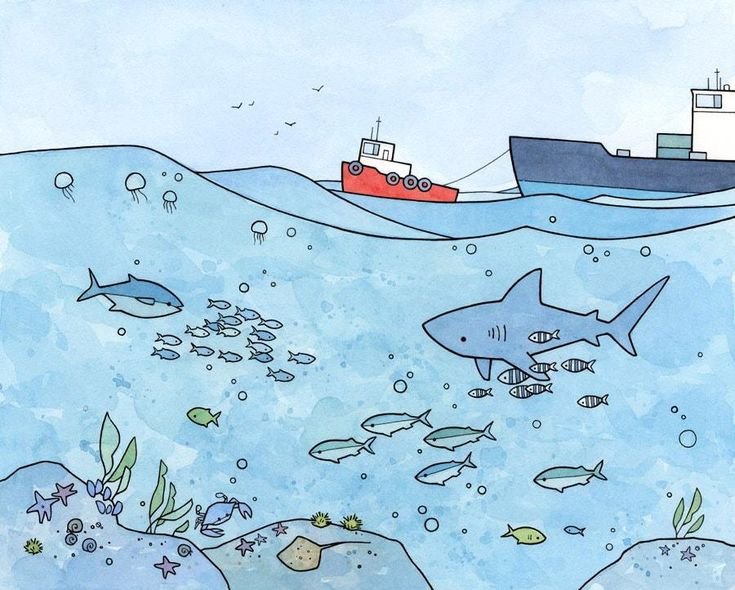Рисунки на морскую тему для срисовки