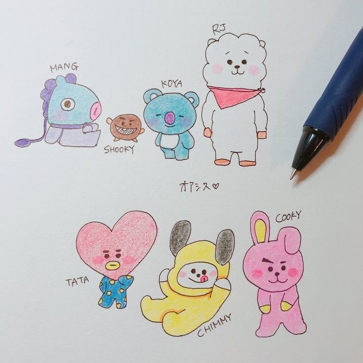 Картинки для срисовки bt21