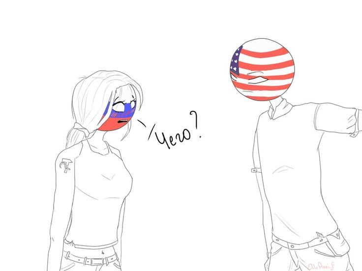 Countryhumans Россия девушка и США