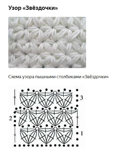 Вязание крючком узор Звездочка схема