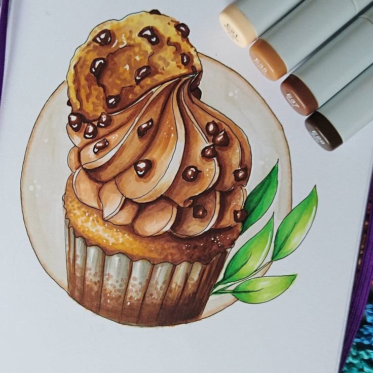 Рисунки для срисовки маркерами еда легкие