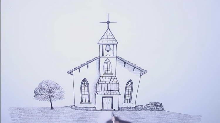 Рисунок церкви для срисовки
