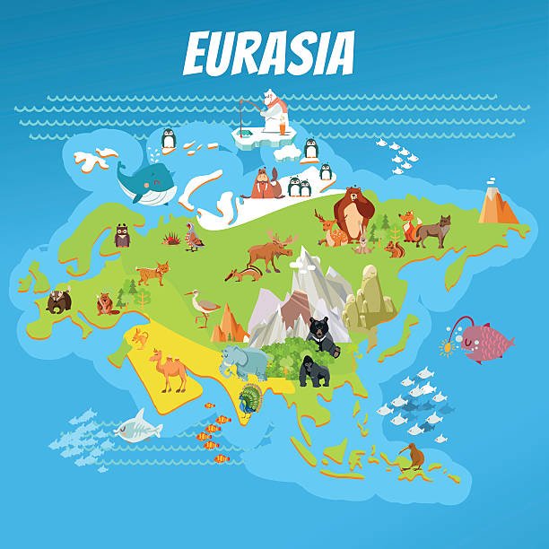 Карта Евразии мультяшная