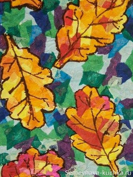 Рисование ковер из осенних листьев