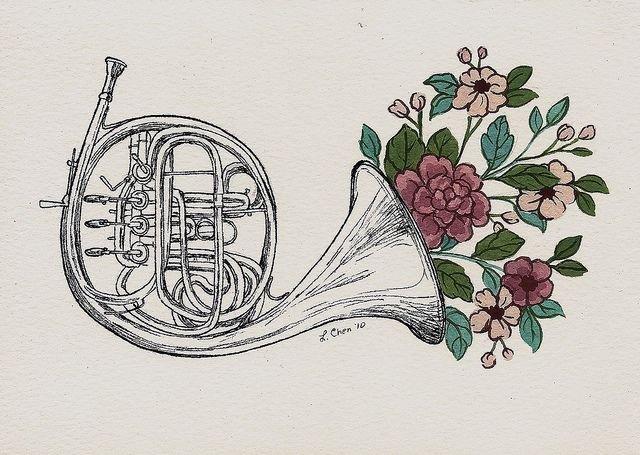 Валторна духовой музыкальный инструмент рисунок