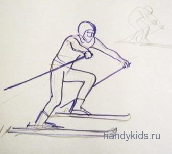 Рисунок лыжника в движении
