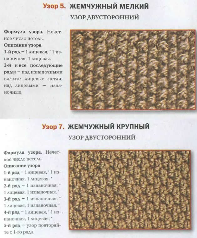 Вязание спицами жемчужный узор схема