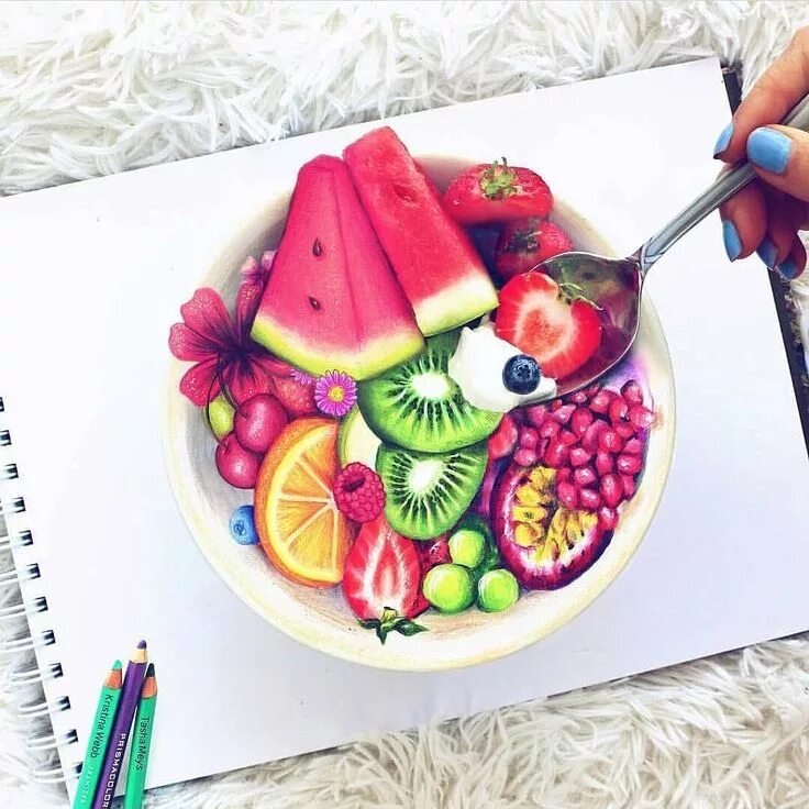 Рисунки маркерами еда