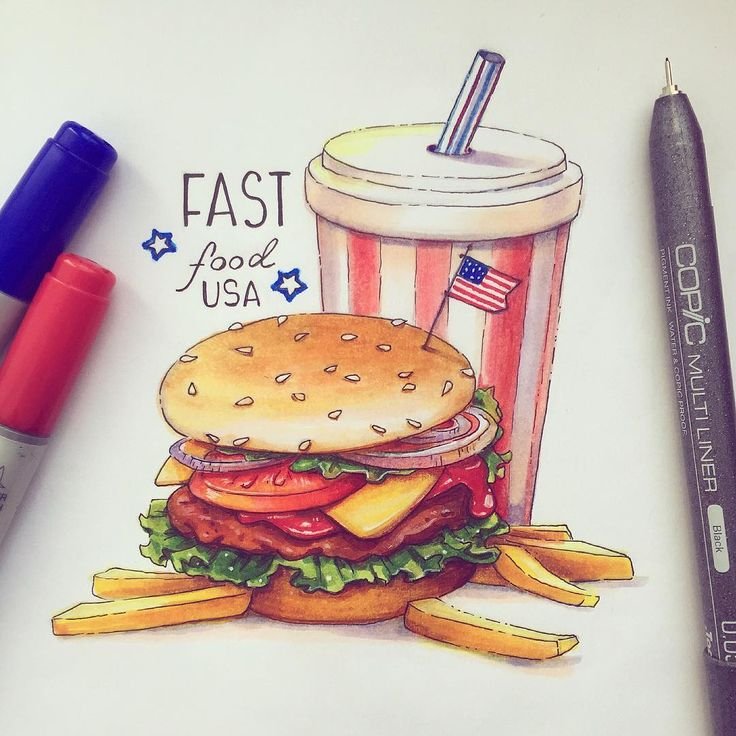 Рисунки для скетчбука легкие еда