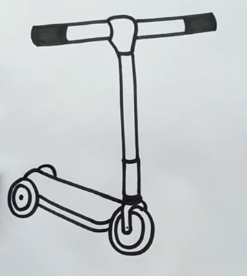 Нарисовать трюковой самокат