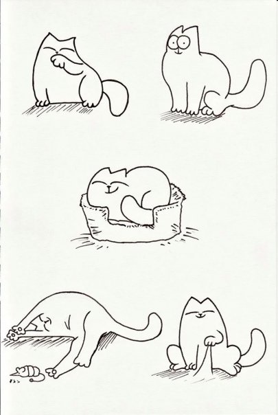 Лёгкие рисуночки котики