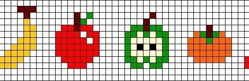 Рисунки по клеточкам фрукты