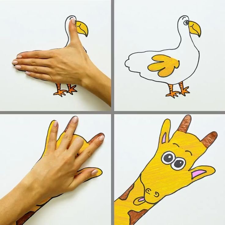 Рисунки из ладошек для детей