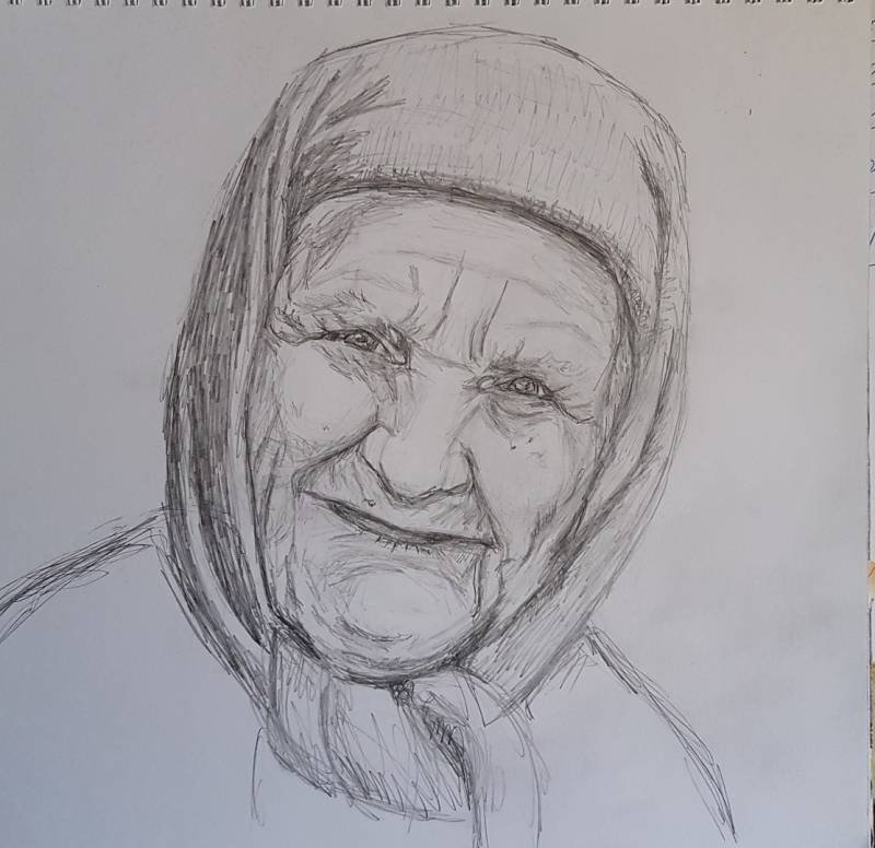 Портрет бабушки карандашом