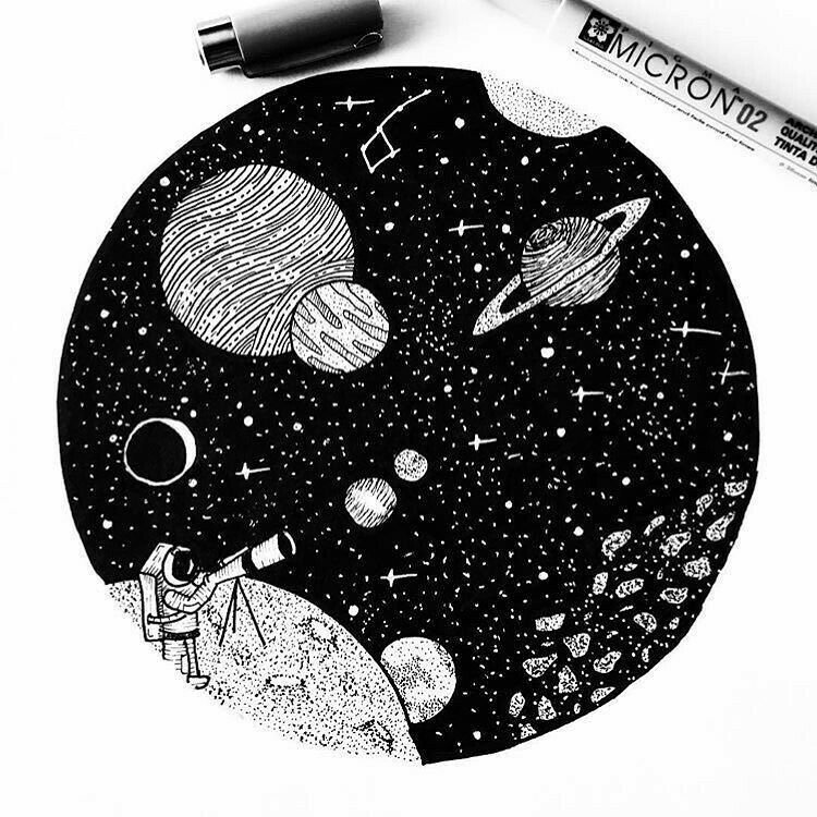 Рисунки черной ручкой