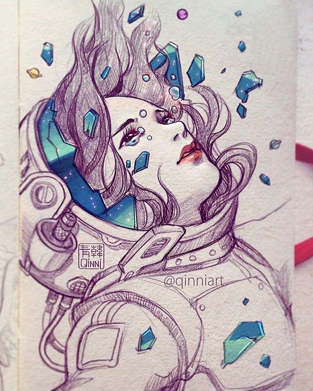Рисунок космос для срисовки