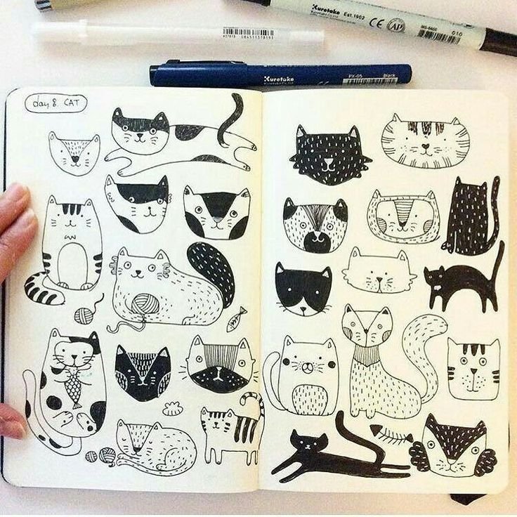 Рисунки для скетчбука котики