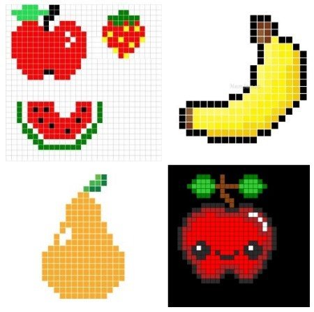Рисование по клеточкам фрукты