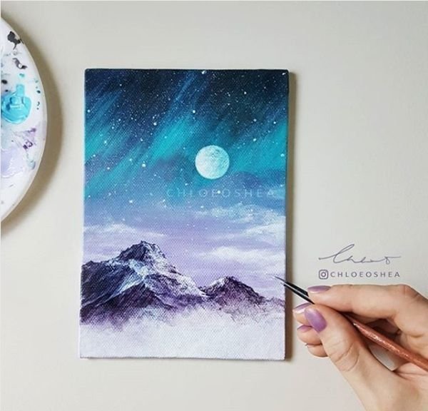 Космический пейзаж акварелью