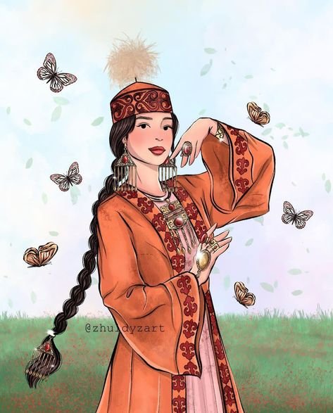 Казашка рисунок девушки