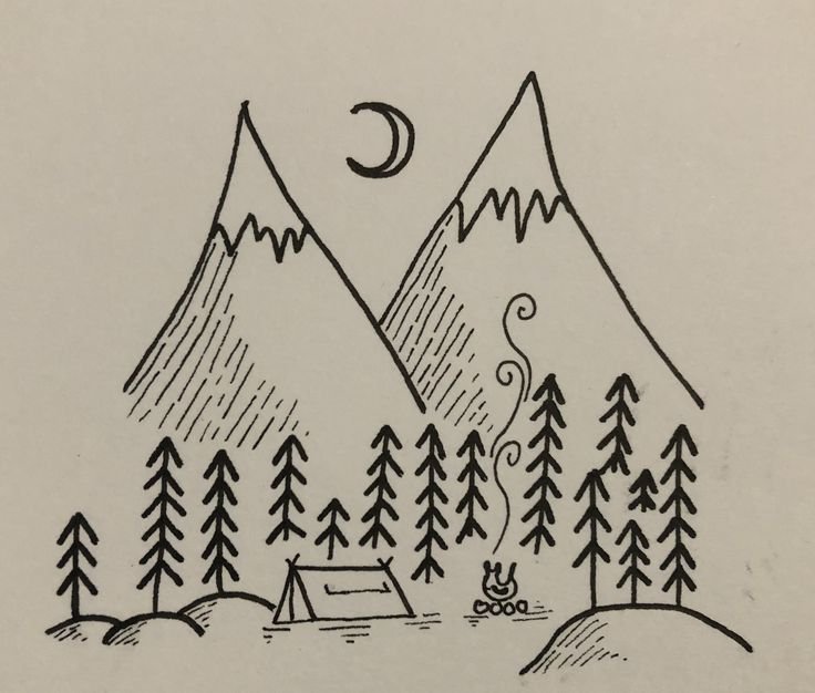 Рисунки горы легкие с домом