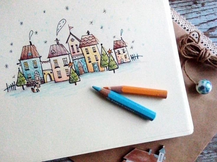 Акварельные рисунки для скетчбука