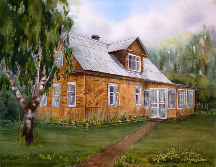 Нарисовать деревенский домик