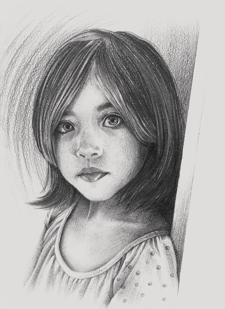Детское лицо рисунок карандашом