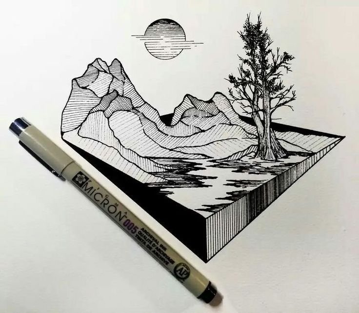 Рисунки чёрной ручькай