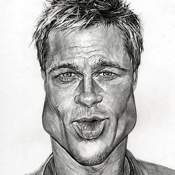 Брэд Питт портрет чб