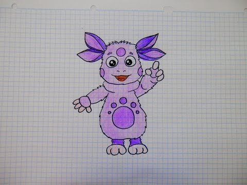 Рисунки по клеточкам Лунтик