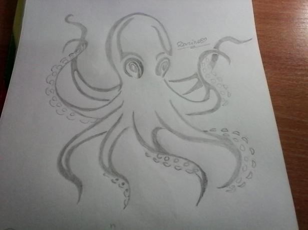 Рисование осьминога пошагово