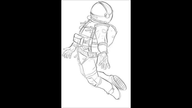 Космонавт рисунок карандашом