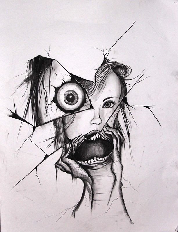Рисунки страшные лёгкие