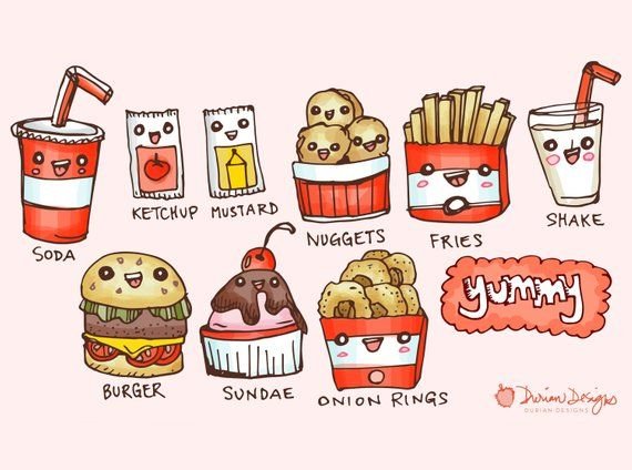 Рисунки для срисовки еда милая