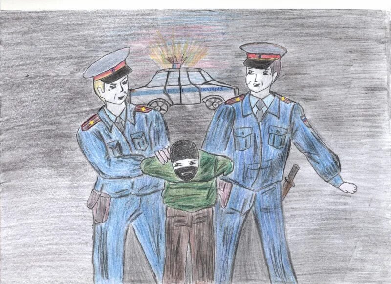 Рисунки ко Дню полиции детские