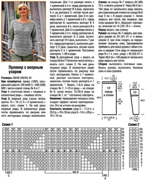 Узор для вязания джемпера женского